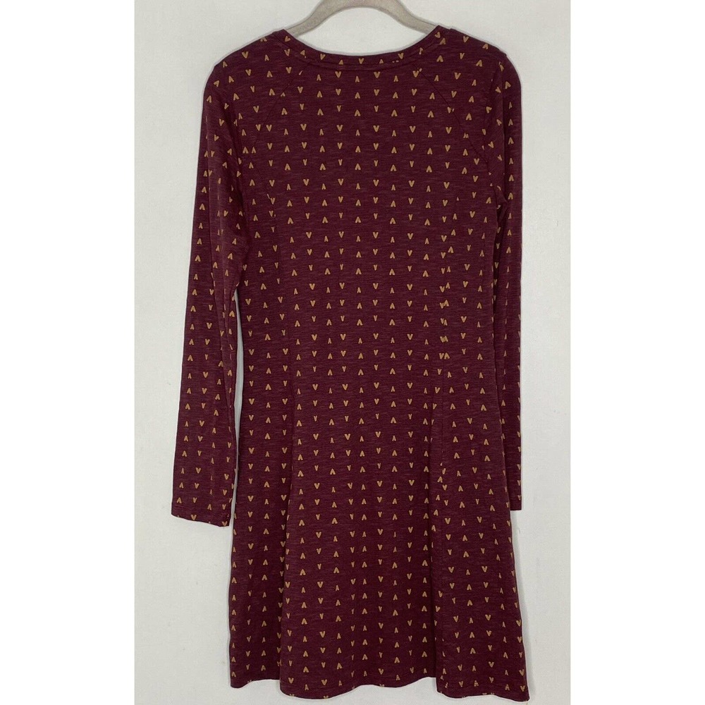 TOAD AND CO Burgundy Organic Cotton Long Sleeve Dress with V Pattern Small - Picture 6 of 6